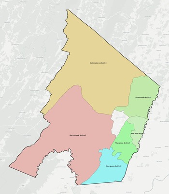 Frederick County VA townships and subdivisions map