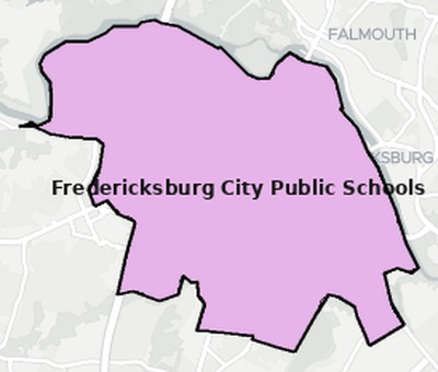 Fredericksburg County VA school district boundaries map