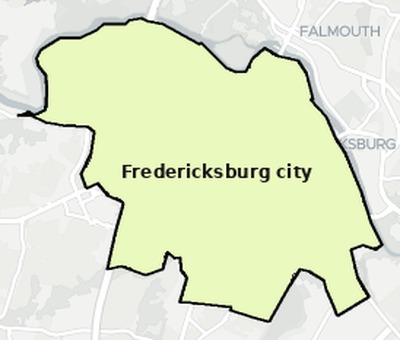 Fredericksburg County VA townships and subdivisions map