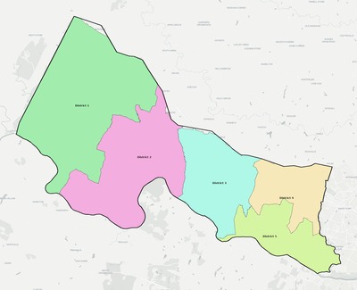 Goochland County VA townships and subdivisions map