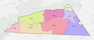 Grayson County VA ZIP code boundaries map