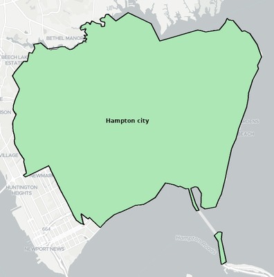 Hampton County VA townships and subdivisions map