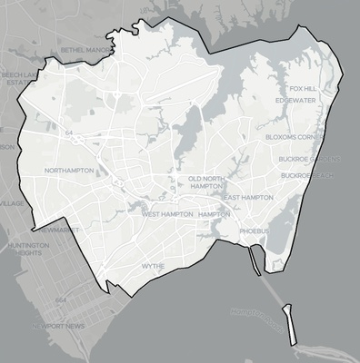 Hampton County VA county basemap context