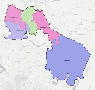 Henrico County VA townships and subdivisions map