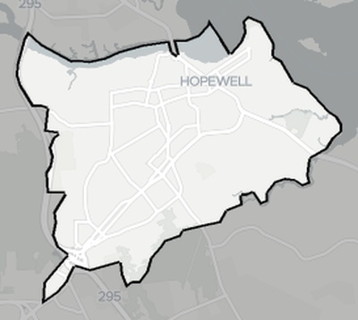 Hopewell County VA county basemap context