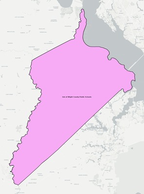 Isle of Wight County VA school district boundaries map