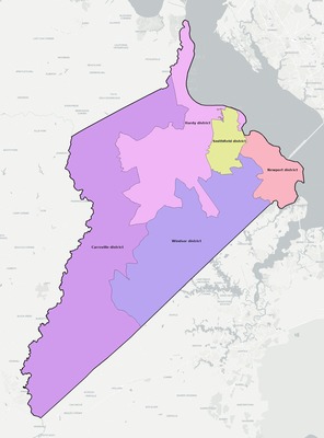 Isle of Wight County VA townships and subdivisions map