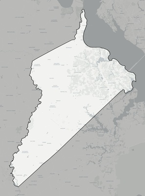 Isle of Wight County VA county basemap context