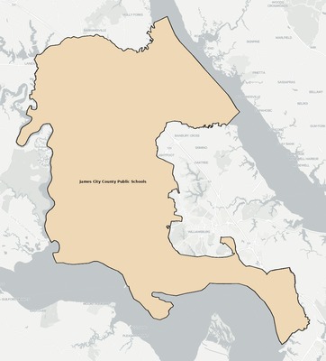 James City County VA school district boundaries map