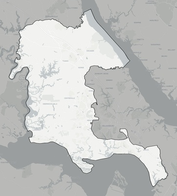 James City County VA county basemap context