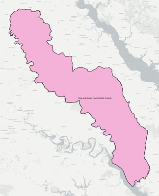 King and Queen County VA school district boundaries map