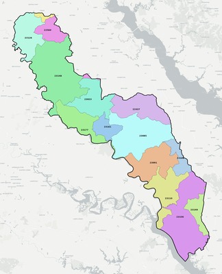 King and Queen County VA ZIP code boundaries map