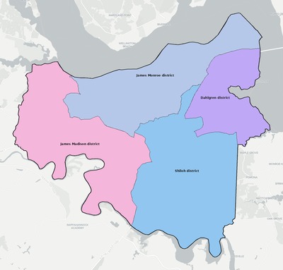 King George County VA townships and subdivisions map