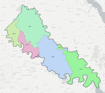 King William County VA ZIP code boundaries map