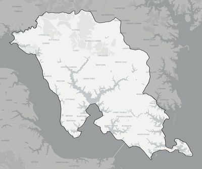 Lancaster County VA county basemap context