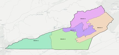 Lee County VA townships and subdivisions map