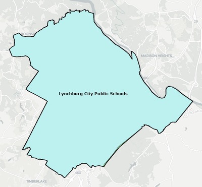 Lynchburg County VA school district boundaries map