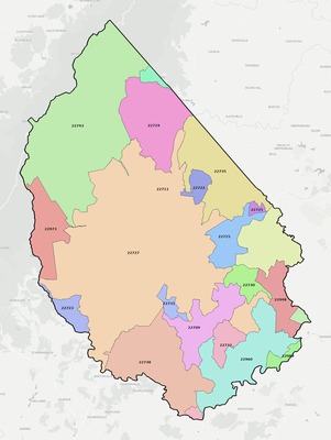 Madison County VA ZIP code boundaries map