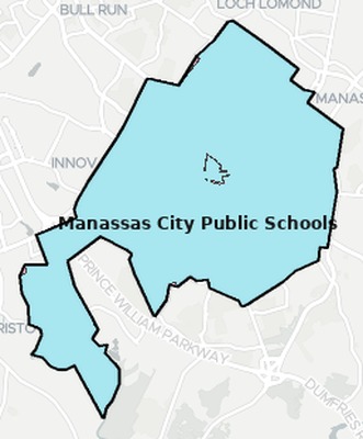Manassas County VA school district boundaries map