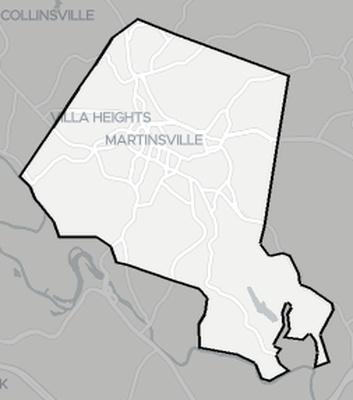 Martinsville County VA county basemap context
