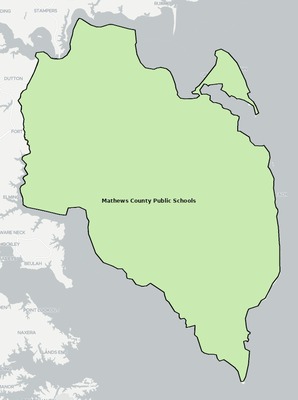 Mathews County VA school district boundaries map
