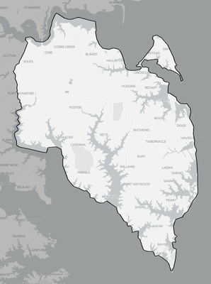 Mathews County VA county basemap context
