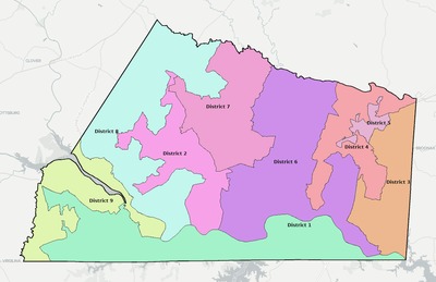 Mecklenburg County VA townships and subdivisions map