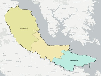 Middlesex County VA townships and subdivisions map