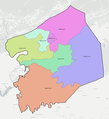 Montgomery County VA townships and subdivisions map