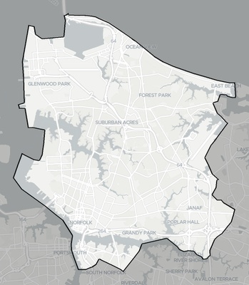 Norfolk County VA county basemap context