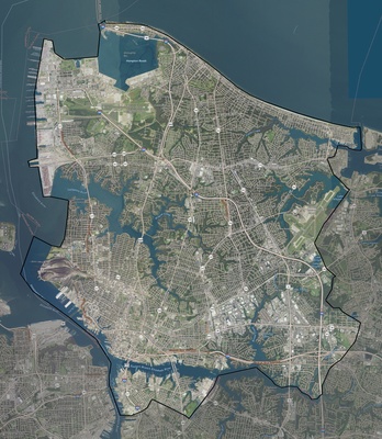 Norfolk County VA USGS imagery and topo map