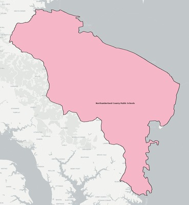 Northumberland County VA school district boundaries map