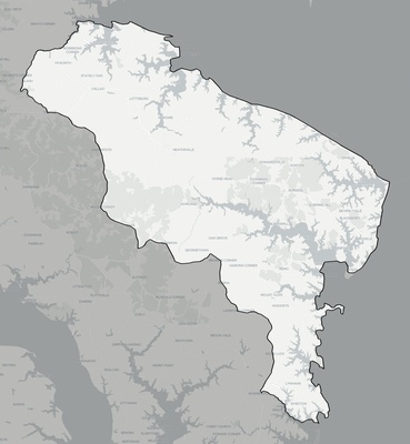 Northumberland County VA county basemap context