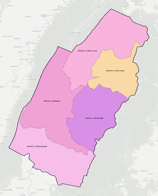 Page County VA townships and subdivisions map