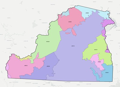 Patrick County VA ZIP code boundaries map