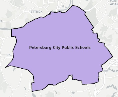 Petersburg County VA school district boundaries map