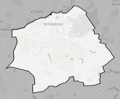 Petersburg County VA county basemap context