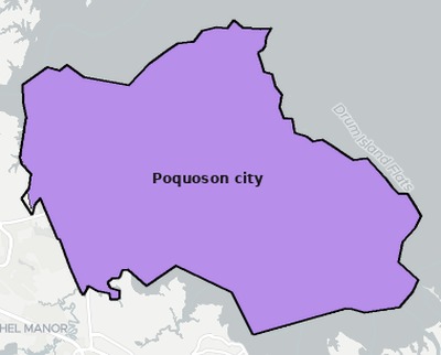 Poquoson County VA townships and subdivisions map