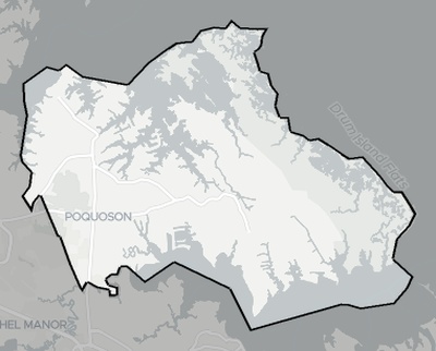 Poquoson County VA county basemap context