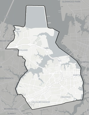 Portsmouth County VA county basemap context