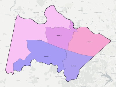 Powhatan County VA townships and subdivisions map