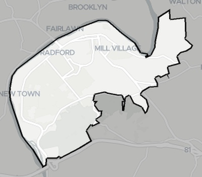 Radford County VA county basemap context