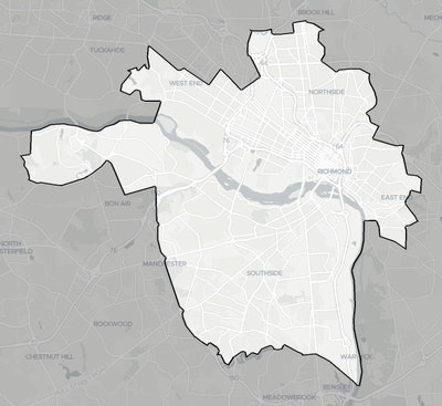 Richmond County VA county basemap context