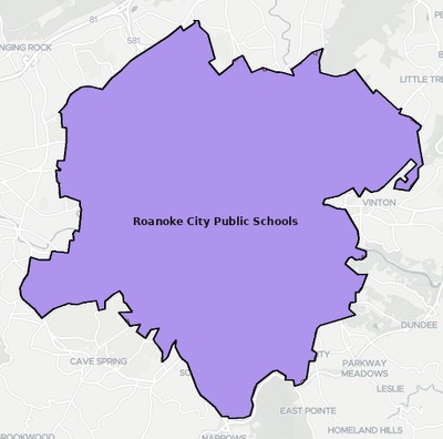 Roanoke County VA school district boundaries map