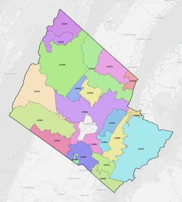Rockingham County VA ZIP code boundaries map
