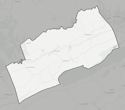 Russell County VA county basemap context