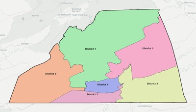 Scott County VA townships and subdivisions map