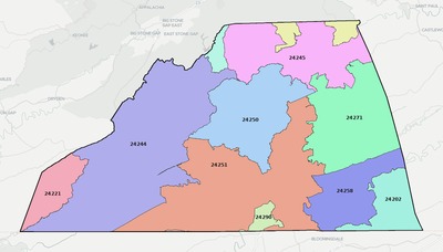 Scott County VA ZIP code boundaries map
