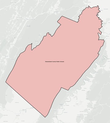 Shenandoah County VA school district boundaries map