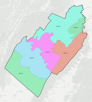 Shenandoah County VA townships and subdivisions map